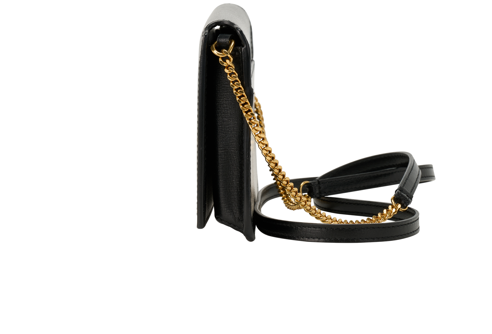 Saint Laurent Cassandre Phone Holder, &pound;395, Accessories, Black, Leather, Bottom view